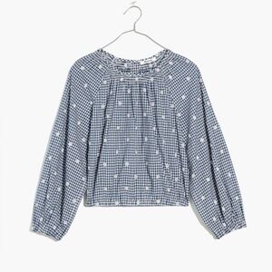 Madewell Embroidered Button Back Shirt in Gingham Check M